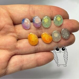 Colorful Glitter Oval Earrings